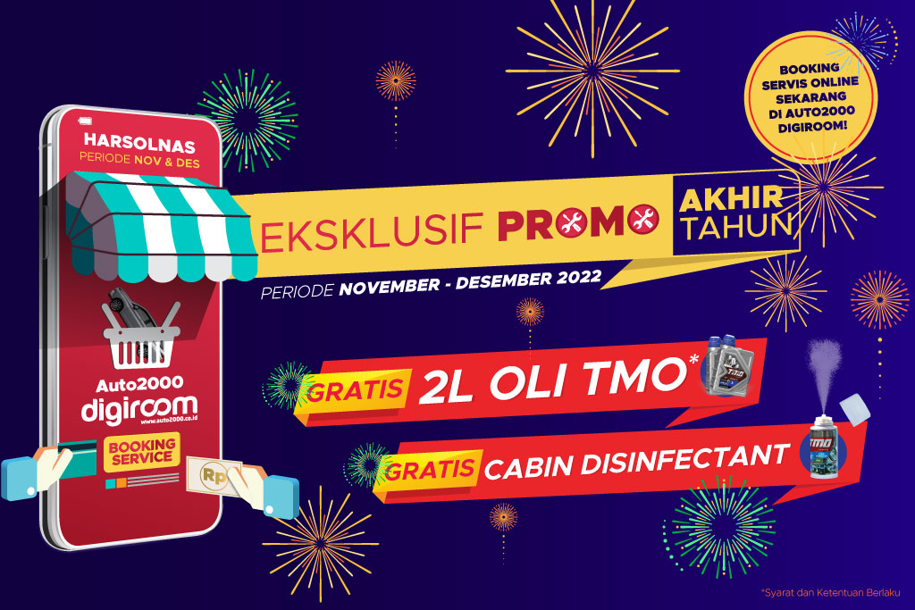Dapatkan Promo Eksklusif GRATIS 2L Oli TMO + Free Cabin Disinfectant untuk Layanan Servis Berkala di Auto2000 selama periode November - Desember 2022. Yuk servis kembali agar kondisi mobilmu tetap prima dan selalu terjaga.